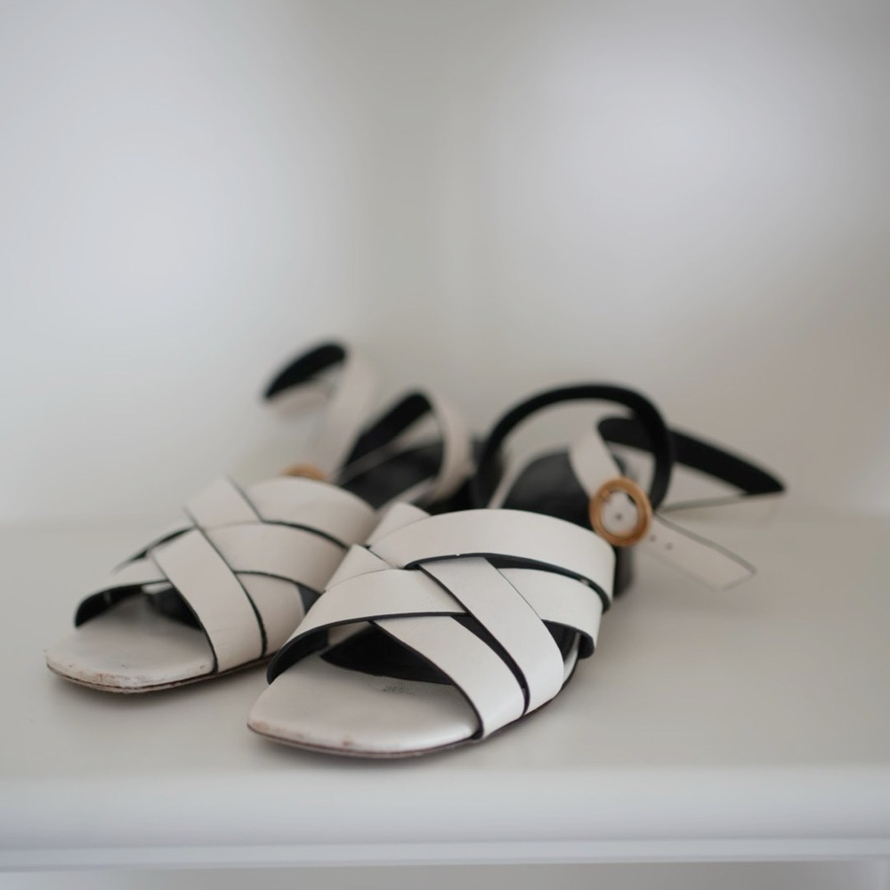 Tory Burch White Strappy Heels
